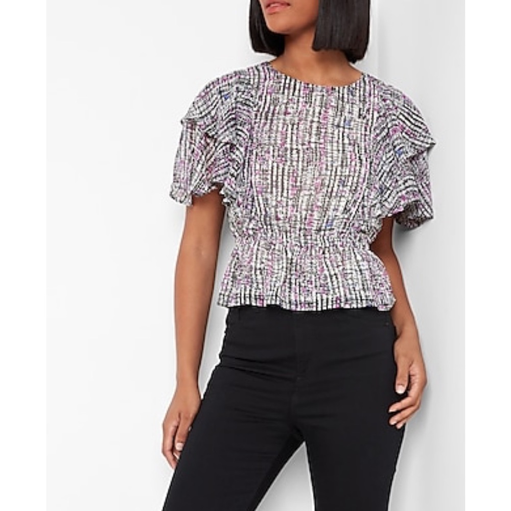 Ruffle sleeve peplum blouse